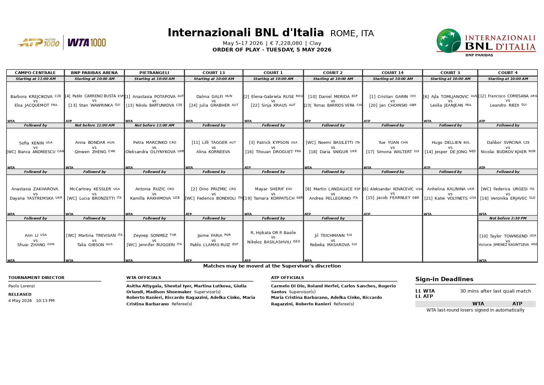 Programacion ATP WTA Roma 2026 5 Mayo page 0001 &ndash; Match Tenis